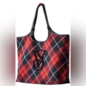 Red & Black Tartan Plaid Flannel Weekend Tote Bag Logo by Victoria’s Secret NWT